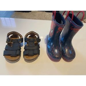Rilo sandals and Marvel rain boots size 8
